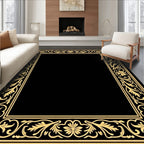 Golden Illuminated Floral Scroll Work Rug