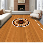 Orange Black Sunburst Round Rug