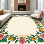 Pink Rose Vine Border Rug