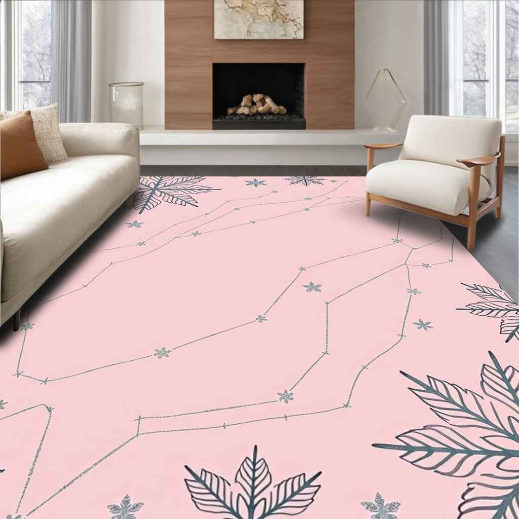 Pink Snowflake Constellation Medley Rug