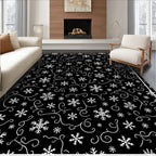 White Snowflake Swirl Whimsy Rug