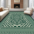 Emerald Green Intricate Floral Medallion Rug