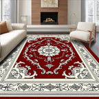 Red Ivory Floral Medallion Frame Rug