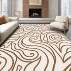 Cream Brown Swirling Abstract Strokes Rug
