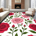 Crimson Pink Rose Garden Botanical Rug