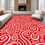 Red White Swirl Abstract Harmony Rug