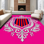 Baroque Red Blue Striped Crest Rug