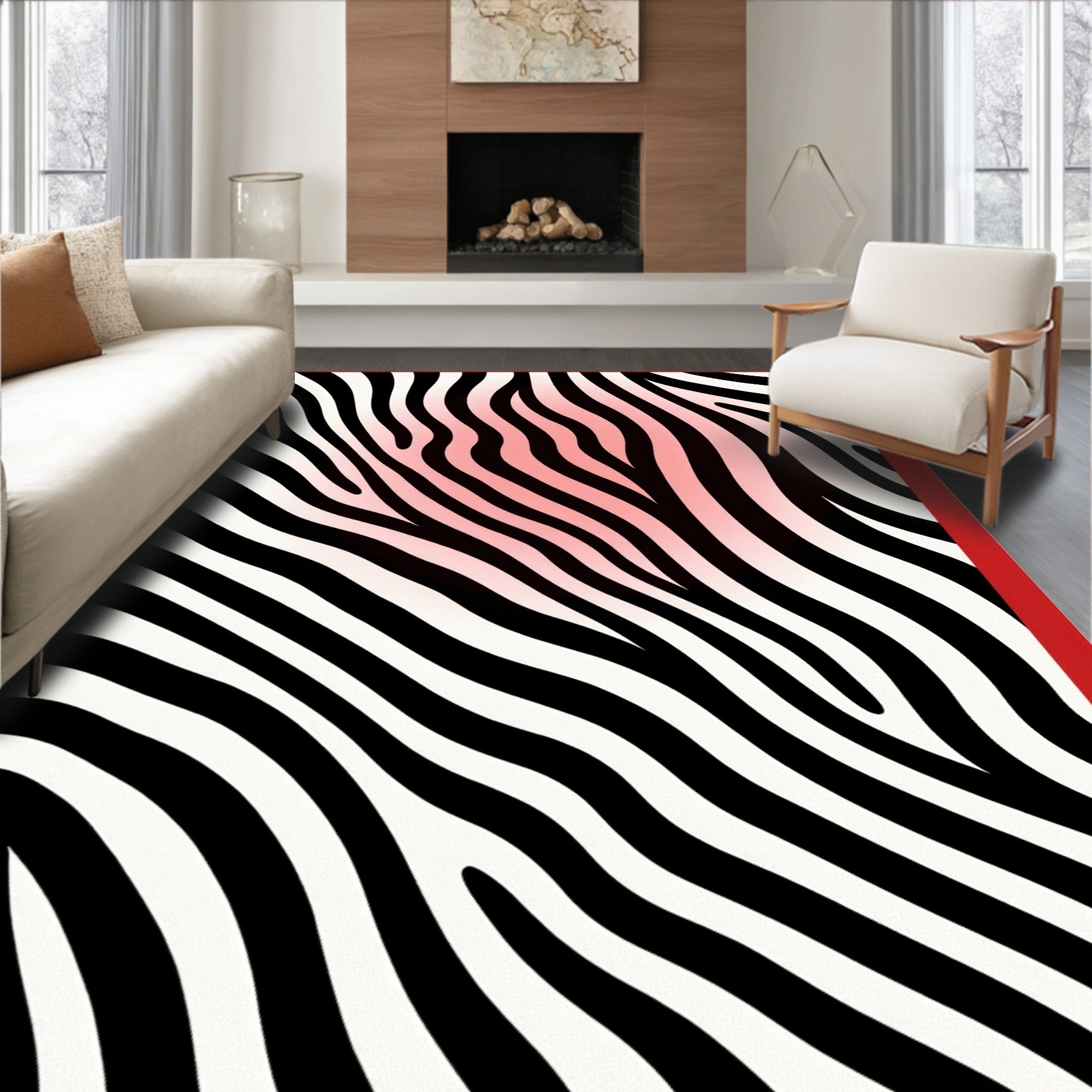 Bold Red Striped Zebra Flair Rug