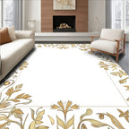 Golden Floral Swirl Border Rug