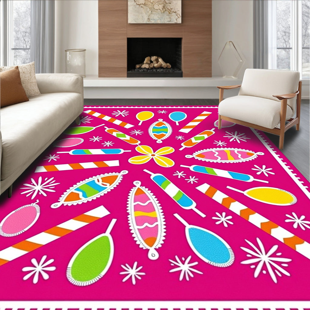 Whimsical Lollipop Starburst Festive Collection Rug