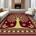 Golden Tree of Life Burgundy Rug