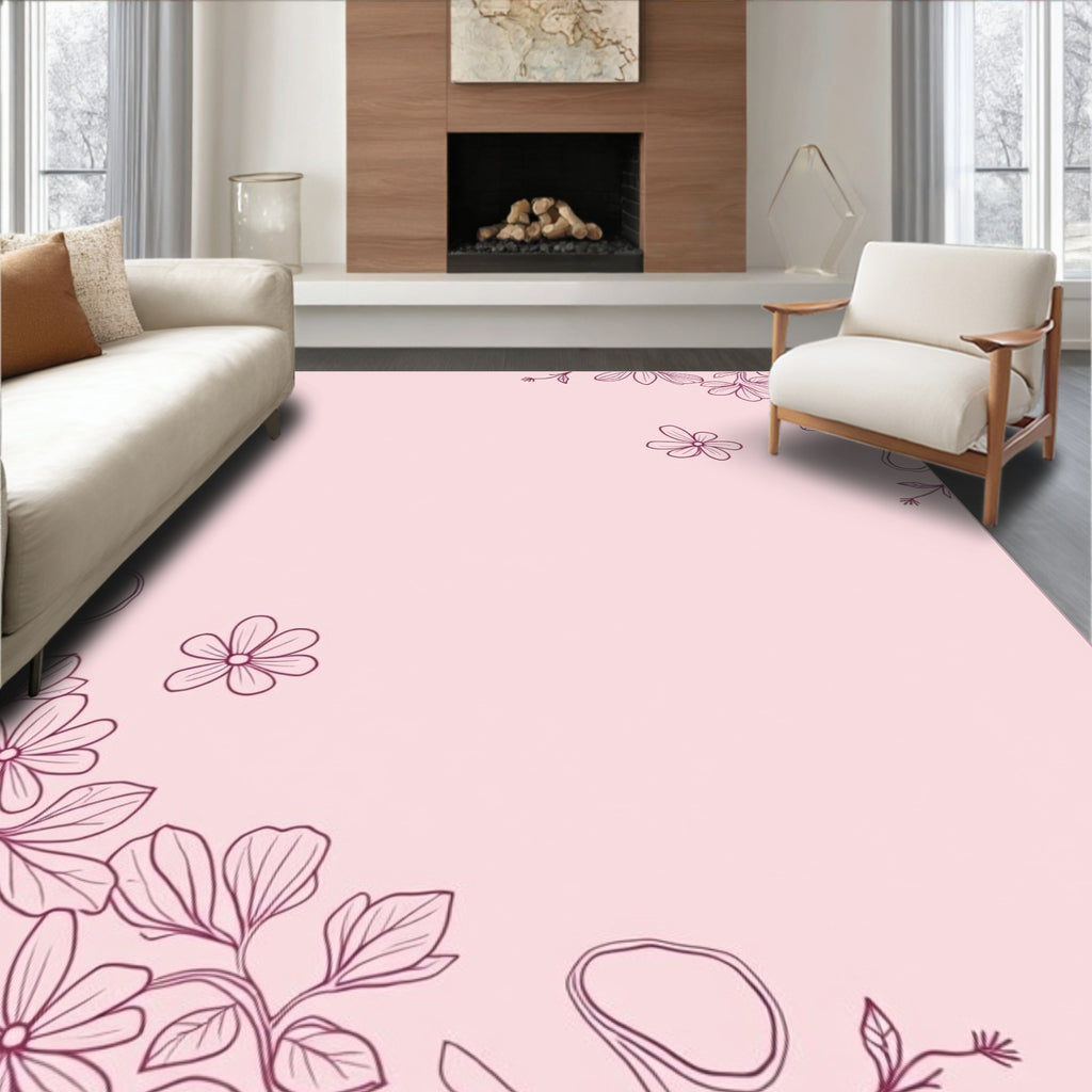 Delicate Pink Floral Scatter Rug