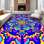 Vibrant Psychedelic Mandala Art Rug