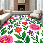 Vibrant Floral Garden Folk Art Rug