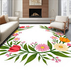 Whimsical Floral Wreath Garden Rug