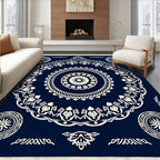 Midnight Blue Intricate Medallion Rug