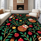 Playful Raccoon Red Holiday Bauble Rug