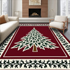 Crimson Pine Tree Border Rug