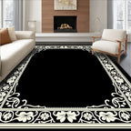 Cream Floral Vine Border Rug