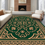 Emerald Green Ornate Floral Medallion Rug