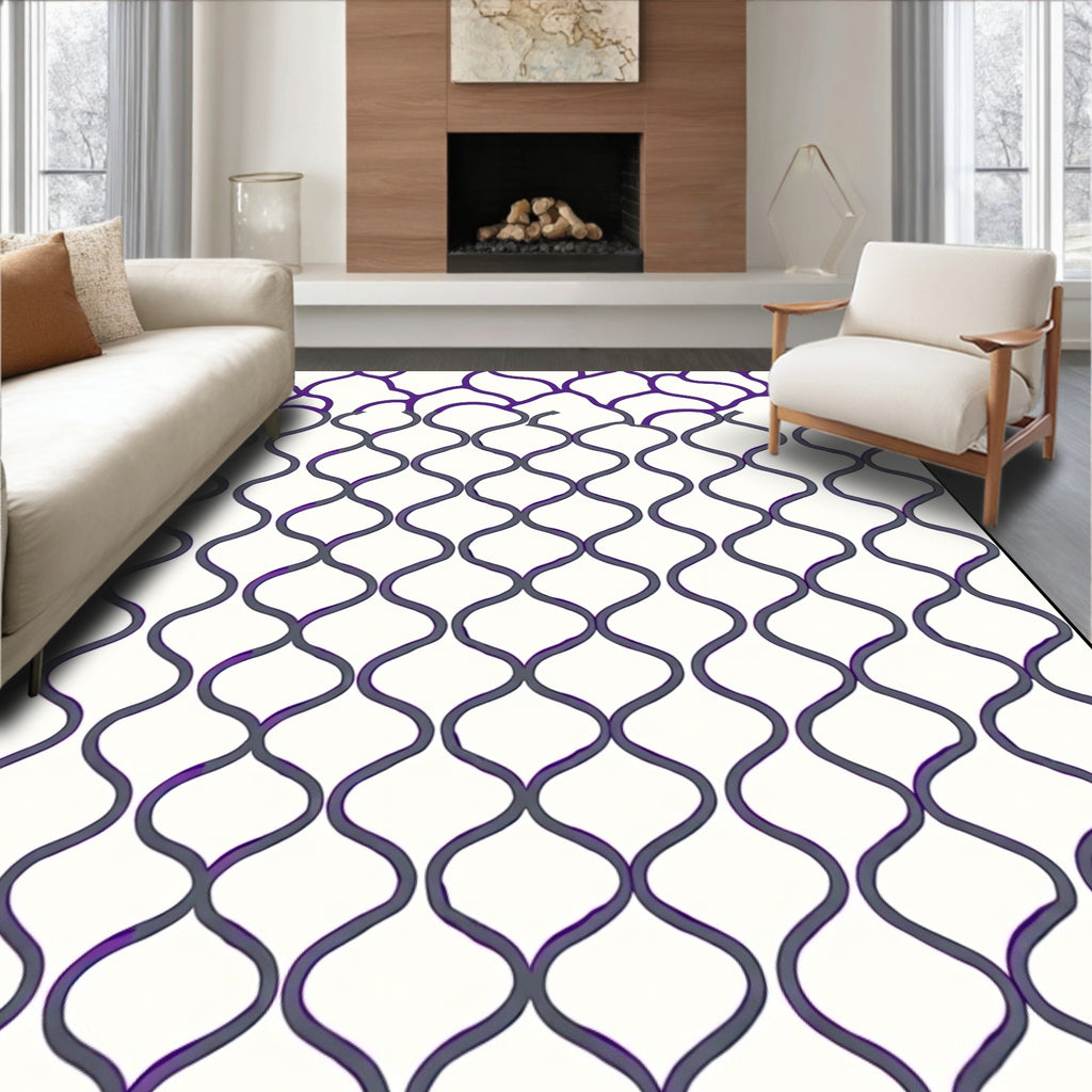 Deep Purple Lattice Waves Rug