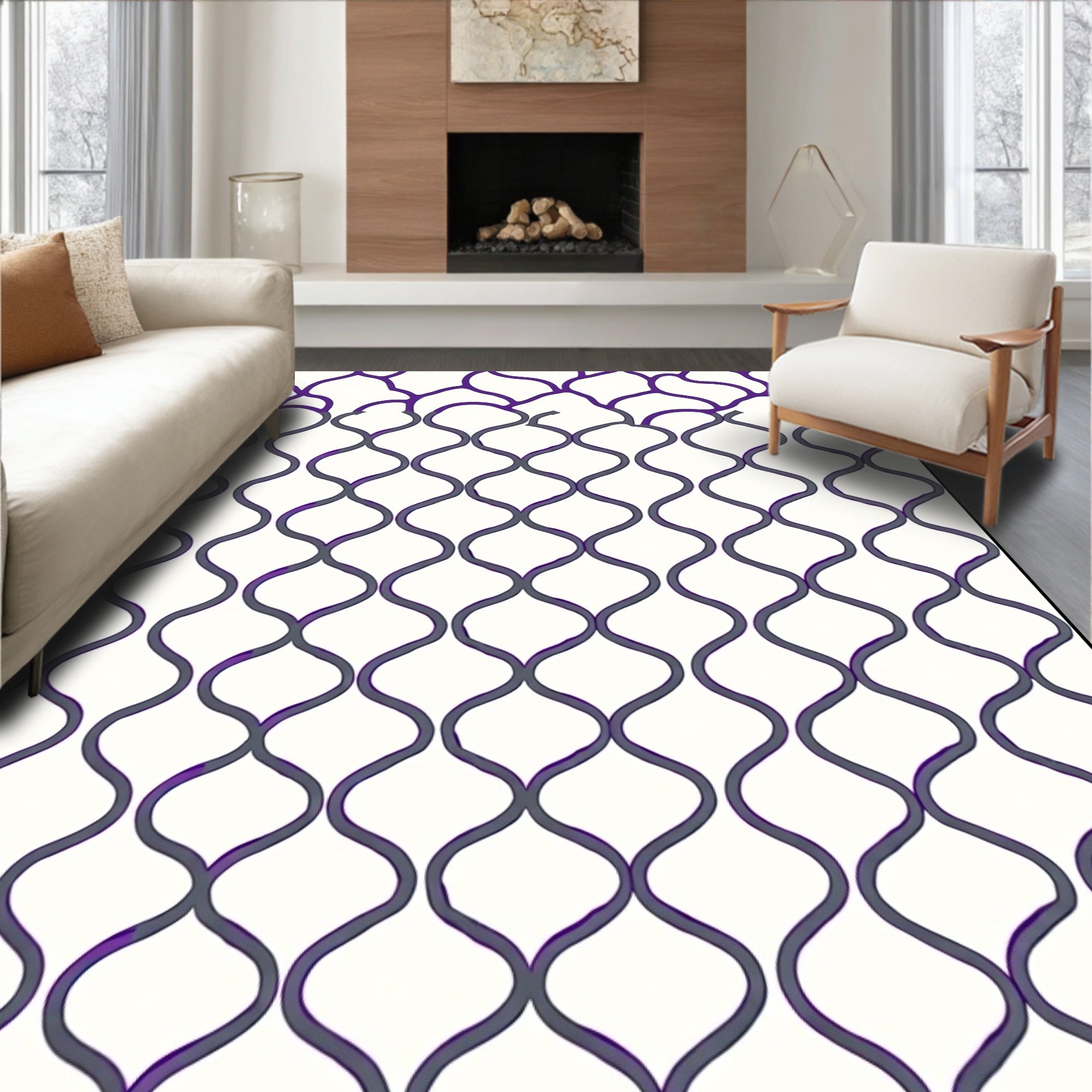 Deep Purple Lattice Waves Rug