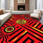Bold Red Geometric Emblem Rug