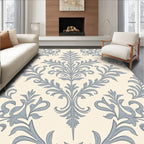 Pale Blue Damask Floral Crest Rug