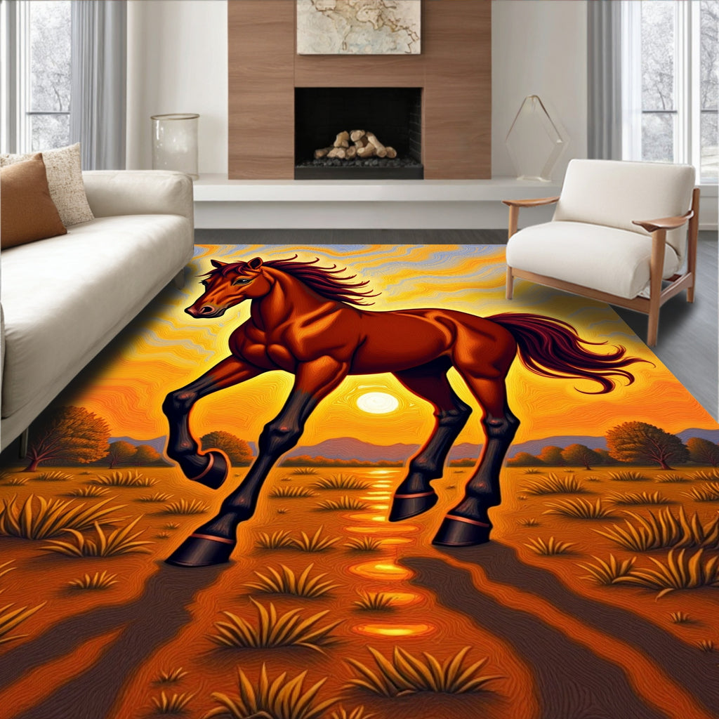 Sunset Gallop Horse Landscape Rug