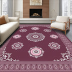 Plum Pink Floral Medallion Round Rug