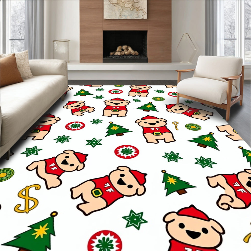 Whimsical Christmas Dog Trees and Stars Rug