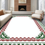 Crimson and Green Floral Border Rug