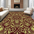 Crimson Gold Swirl Floral Medallion Rug