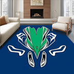 Bold Green And White Abstract Forms Rug