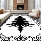 Black Fir Tree Ornate Border Rug
