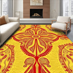 Radiant Sunburst Medallion Yellow Red Rug
