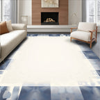 Abstract Blue Gray Geometric Border Rug