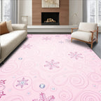 Pink Snowflake Swirls with Gems Rug