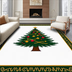 Festive Evergreen Tree Bauble Garland Rug