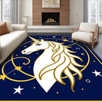 Celestial White Unicorn Gold Constellation Rug