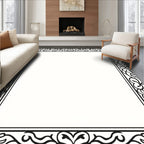 Classic Black and White Filigree Border Rug