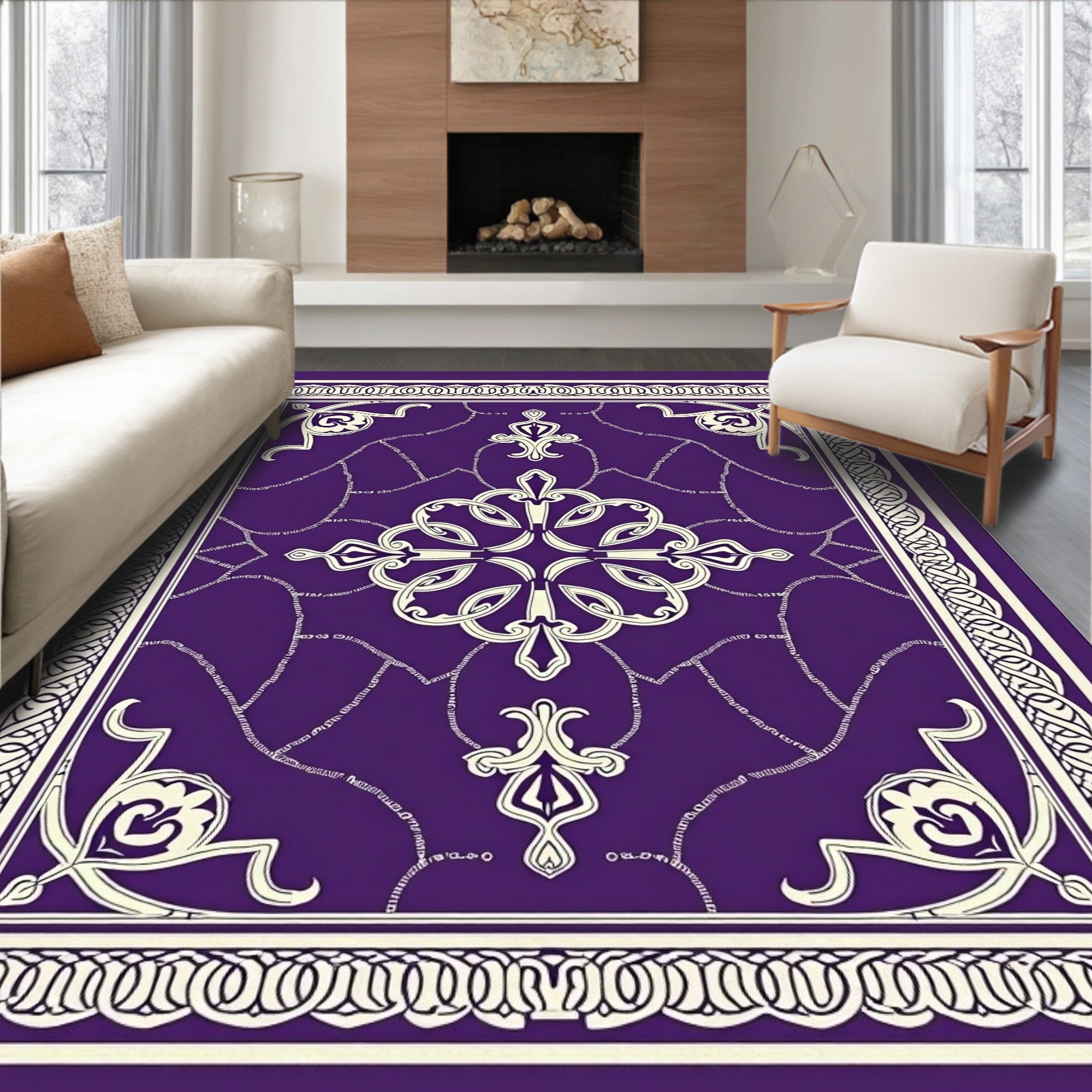 Regal Lavender Ornate Medallion Rug