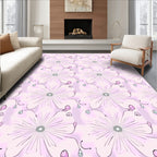 Soft Pink Floral Line Art Rug