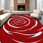 Crimson Swirl Abstract Line Rug