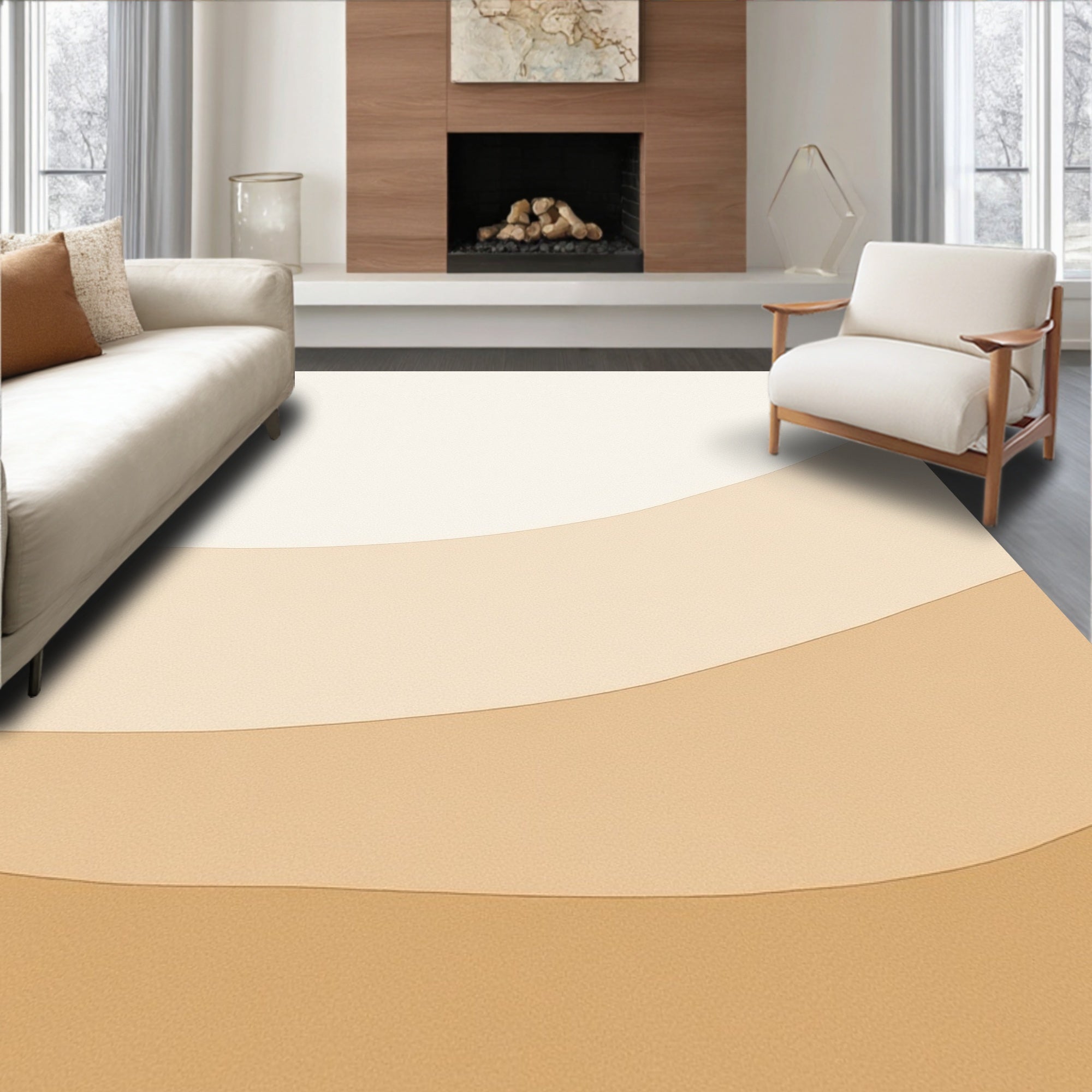 Neutral Earth Tone Layered Waves Rug