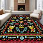 Whimsical Yellow Dog Forest Holiday Rug