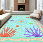 Whimsical Ocean Life Coral Swirl Rug