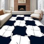 Bold Navy White Cubes Repeating Rug