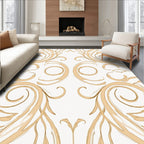 Golden Baroque Scrollwork Swirls Oval Rug