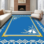Vibrant Blue Festive Bell Border Rug